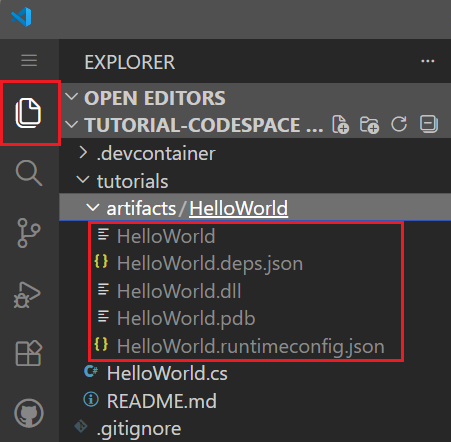 Explorer showing published files
