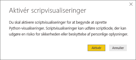 Skærmbillede af dialogboksen Aktivér scriptvisualiseringer, hvor du bliver bedt om at aktivere den.