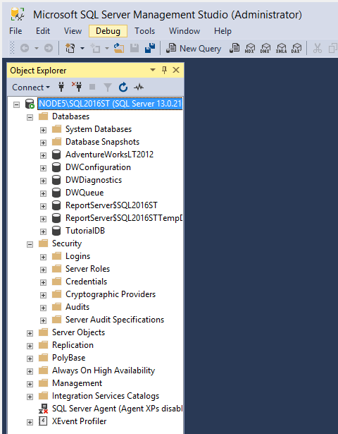 Screenshot of Object Explorer.