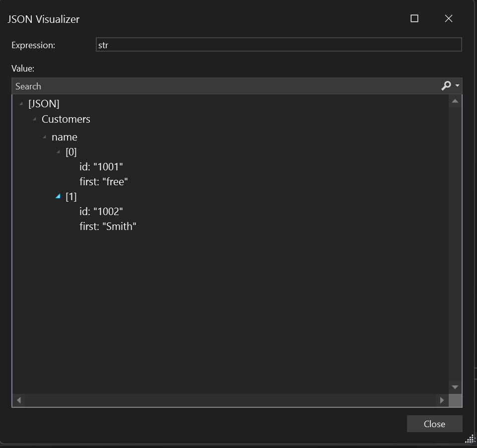 JSON string visualizer Screenshot of JSON string visualizer.