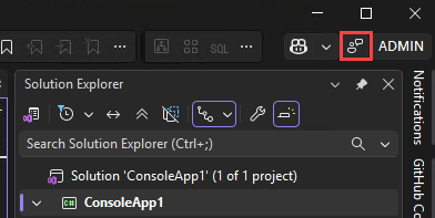 Screenshot of the Send Feedback button and menu in Visual Studio.