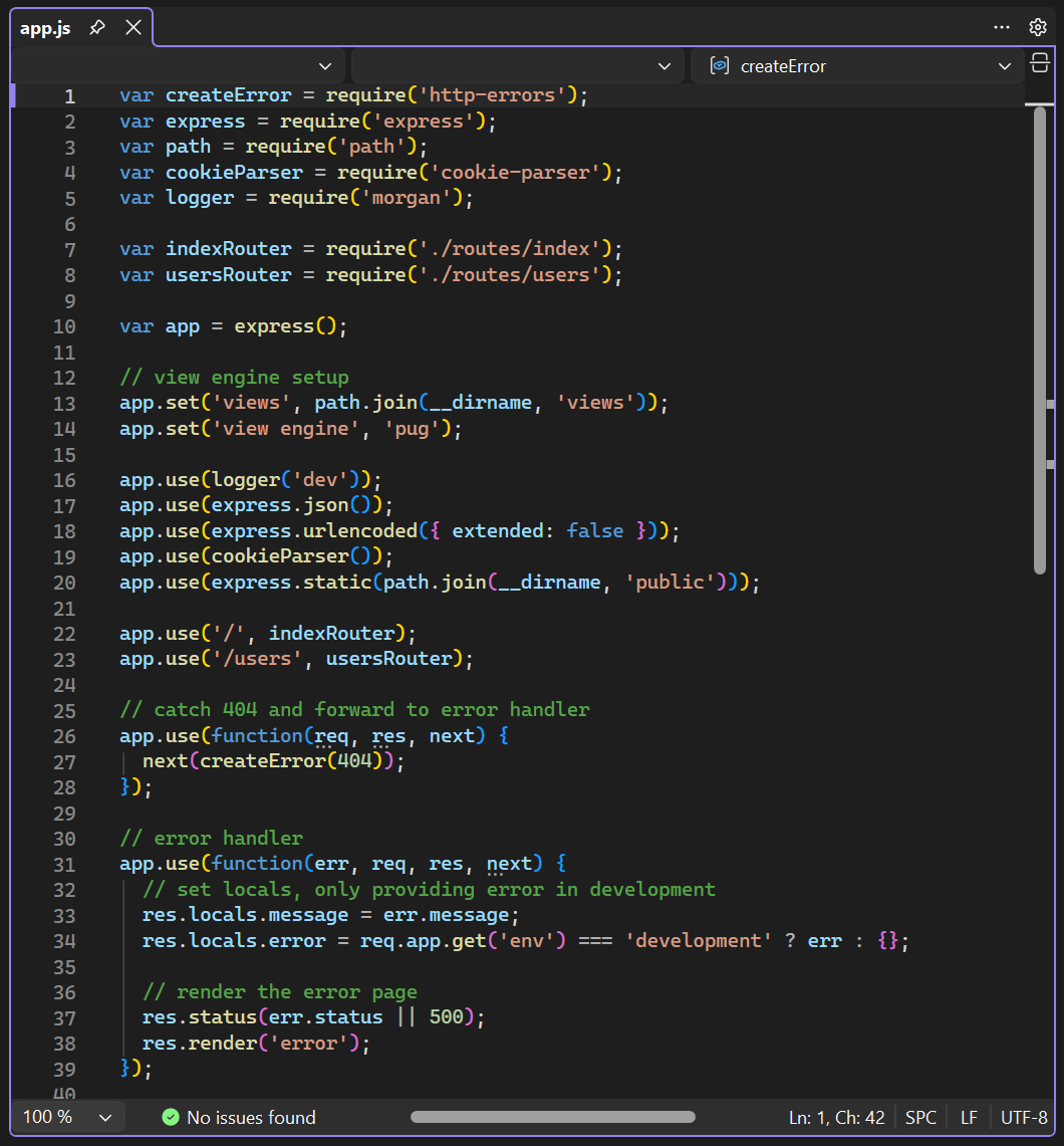 Screenshot of the application file open in the editor in Visual Studio.