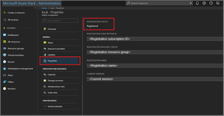 Region management tile Region management tile in Azure Stack Hub administrator portal