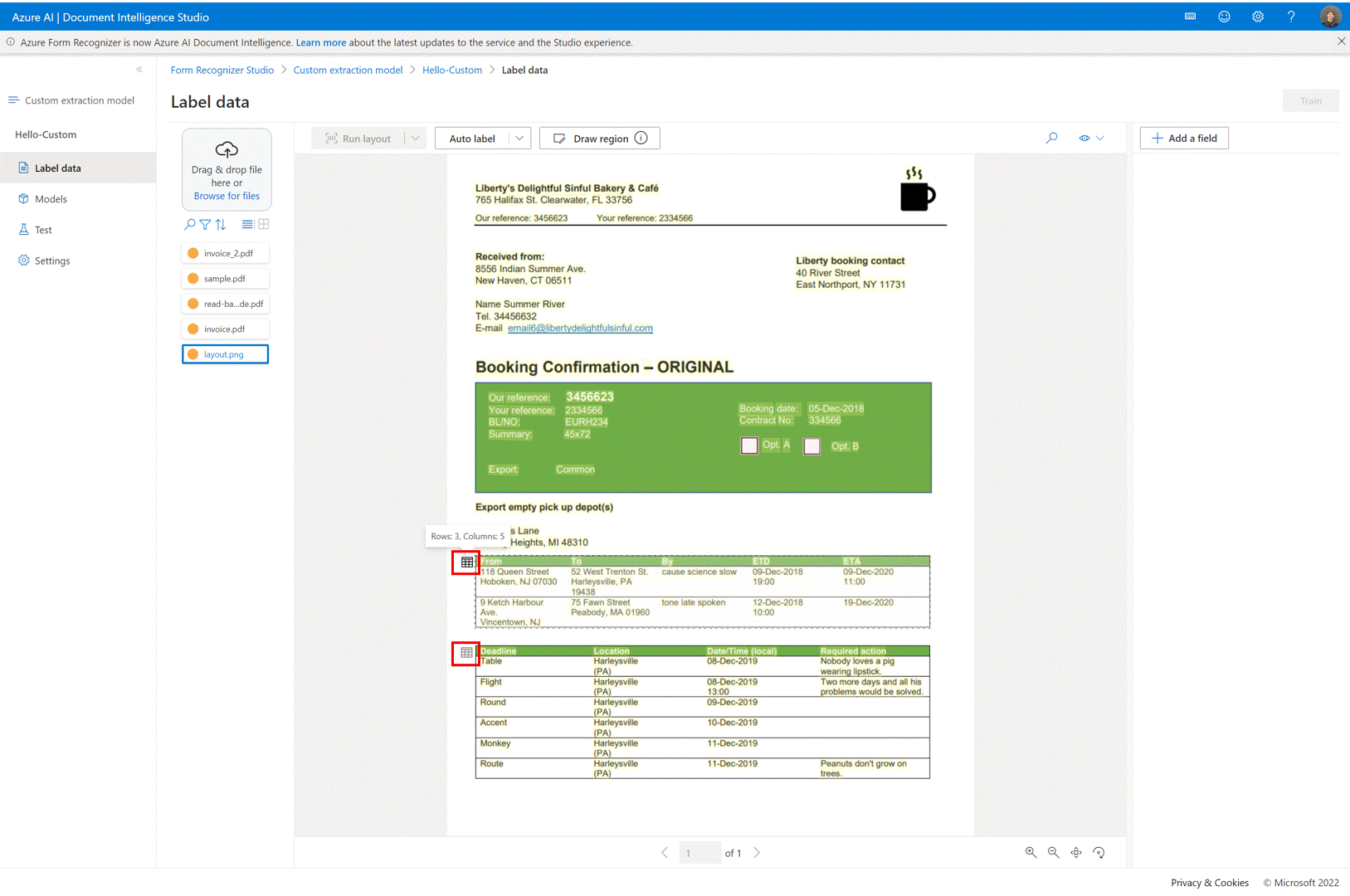 Animated screenshot that shows autotable labeling.