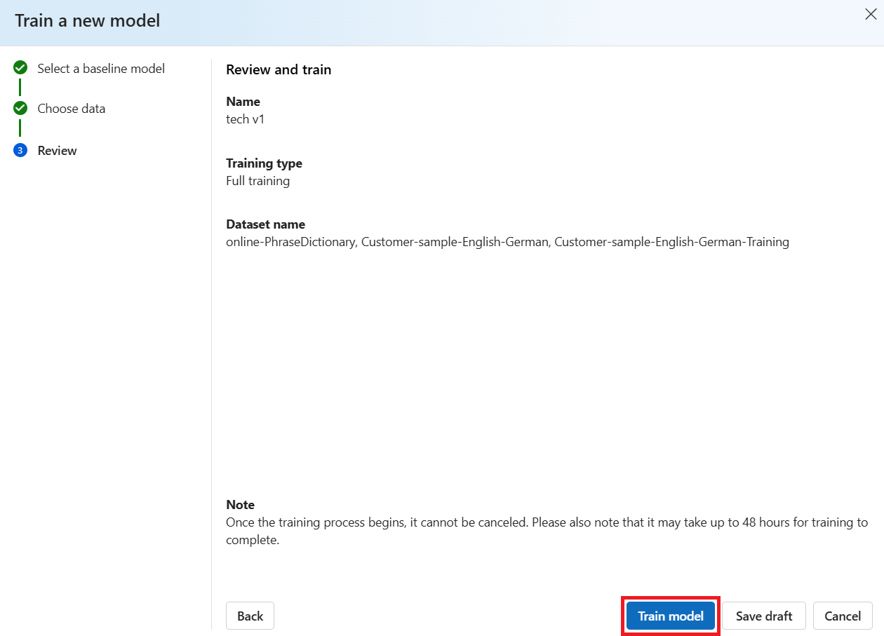 Screenshot illustrating the train model blade.
