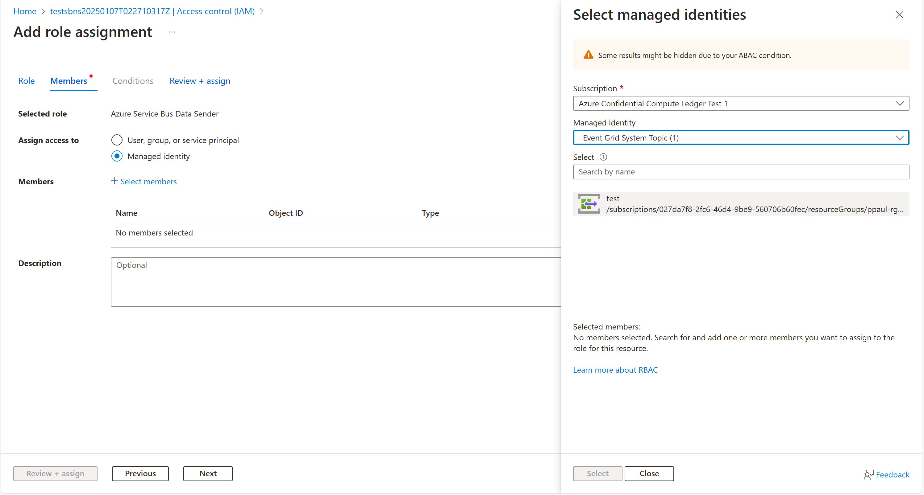 Screenshot that shows how to set up a Service Bus role.