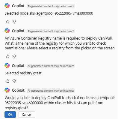 Screenshot of Azure Copilot confirming deployment of CanIPull to a cluster.