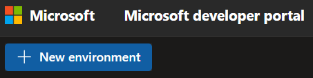Screenshot that shows the button to create a new environment.