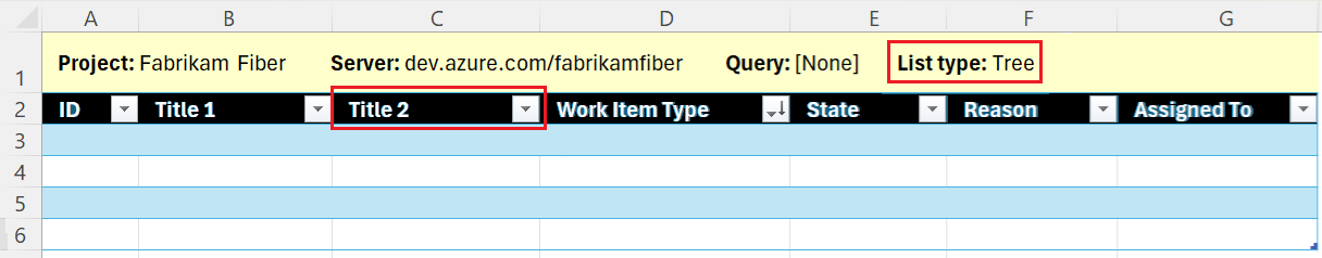 Screenshot that shows the converted list with the List type changed to Tree, and a second Title column.