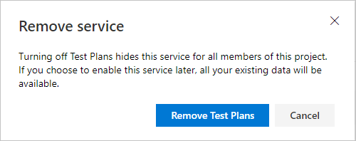 Screenshot showing the confirmation to disable a service.