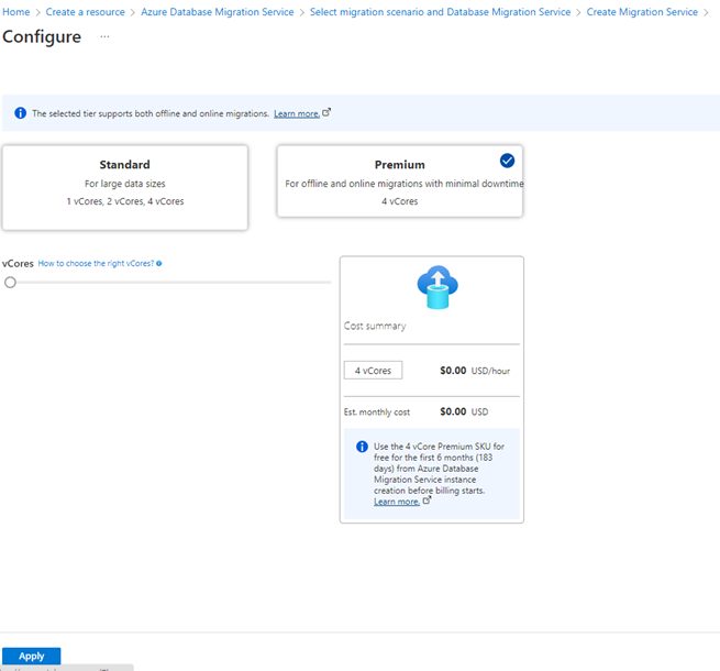 Screenshot of Select Pricing tier.