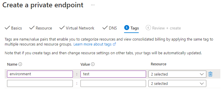 Screenshot showing how to add tags to resources in order to categorize them.