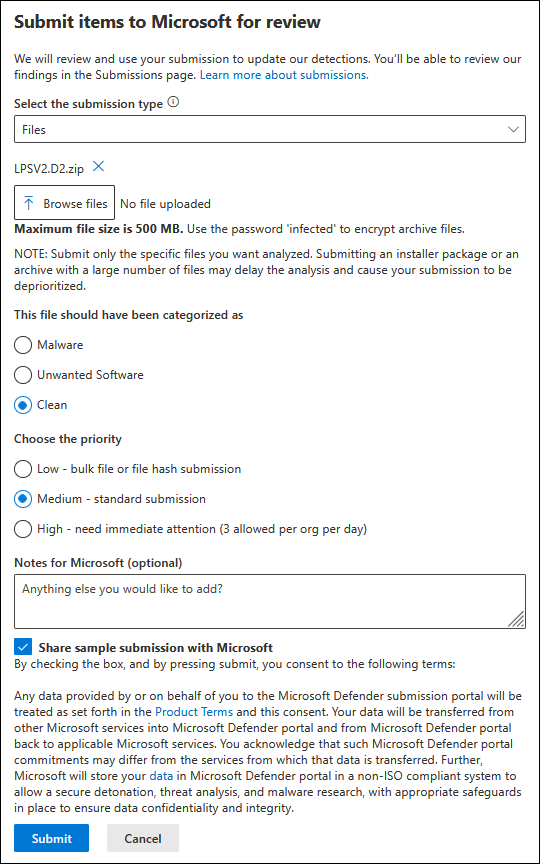 Screenshot showing how to submit files.