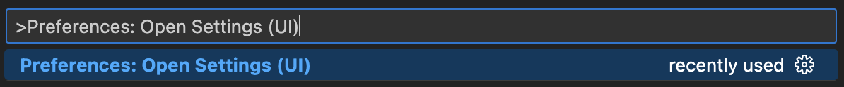 Screenshot of the Visual Studio Code settings menu option.