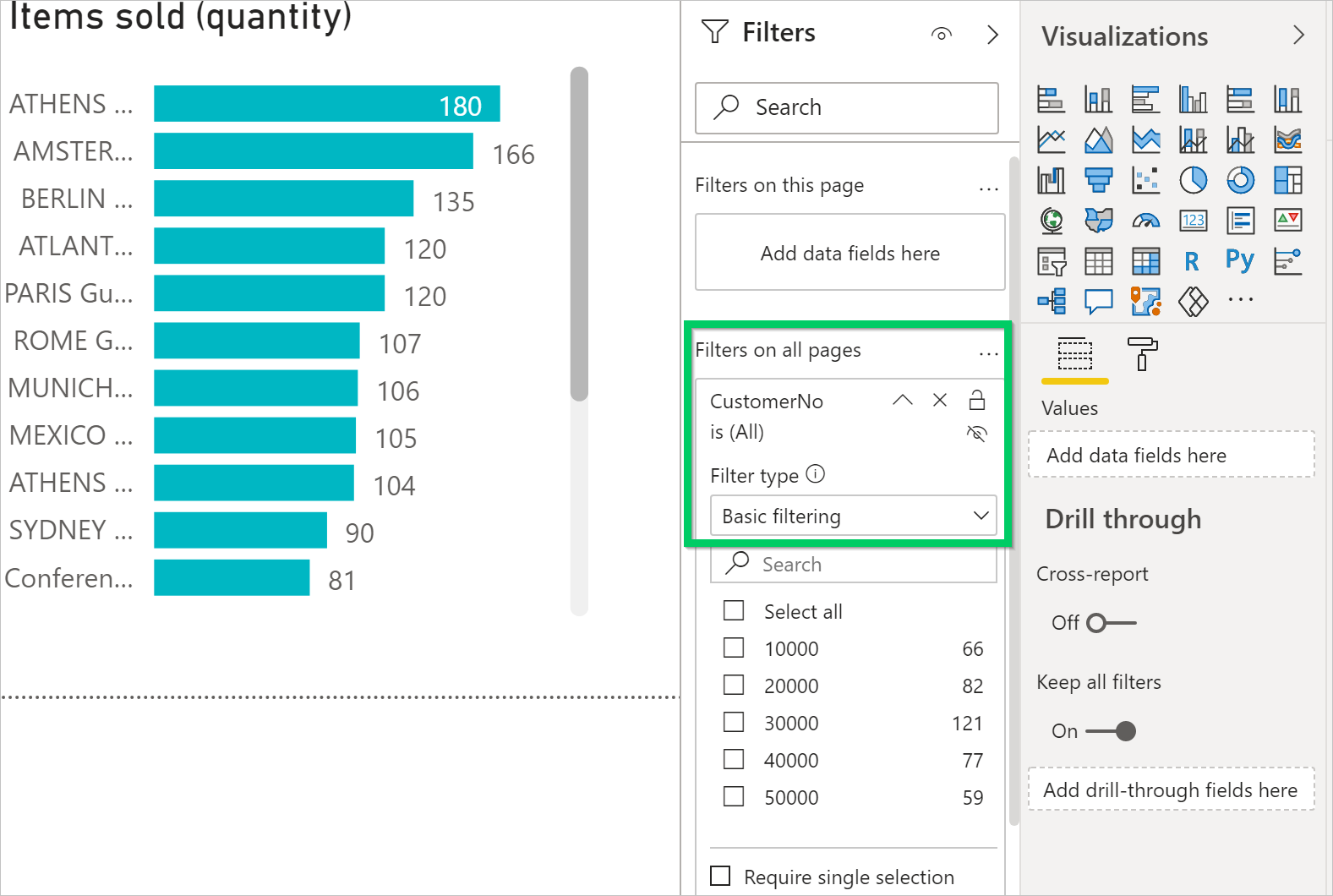 Set the report filter for the Sales Invoice Activity report.