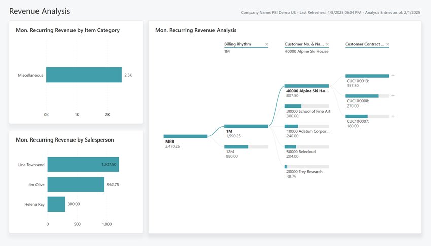 Screenshot of the Revenue Analysis report.