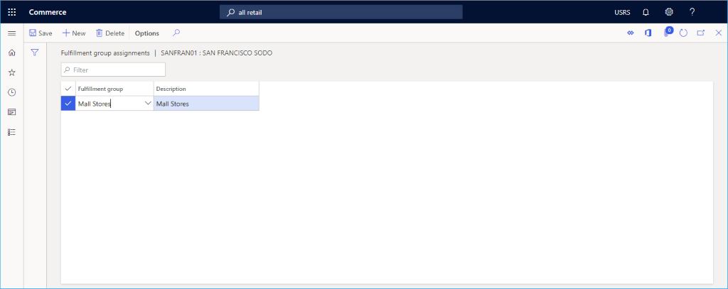 Screenshot of setting up a fulfillment group assignment.