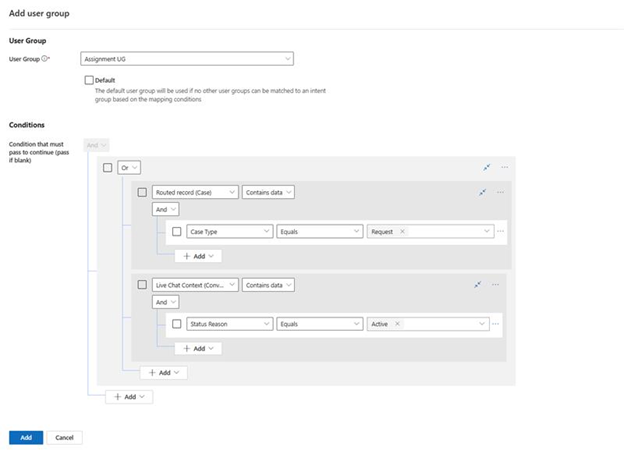 Screenshot that shows the OR condition between channels.