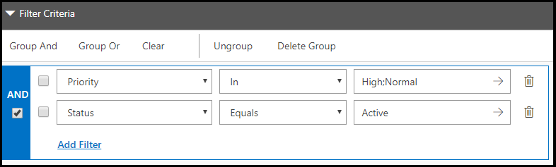 Group Filter Selection.