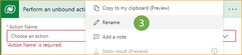 Screenshot of renaming a step.