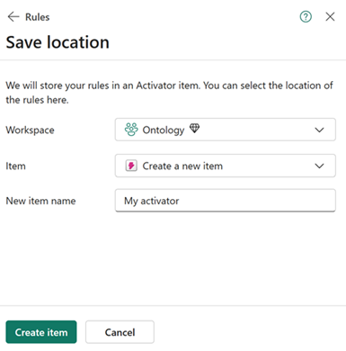 Screenshot of selecting the Fabric Activator item.