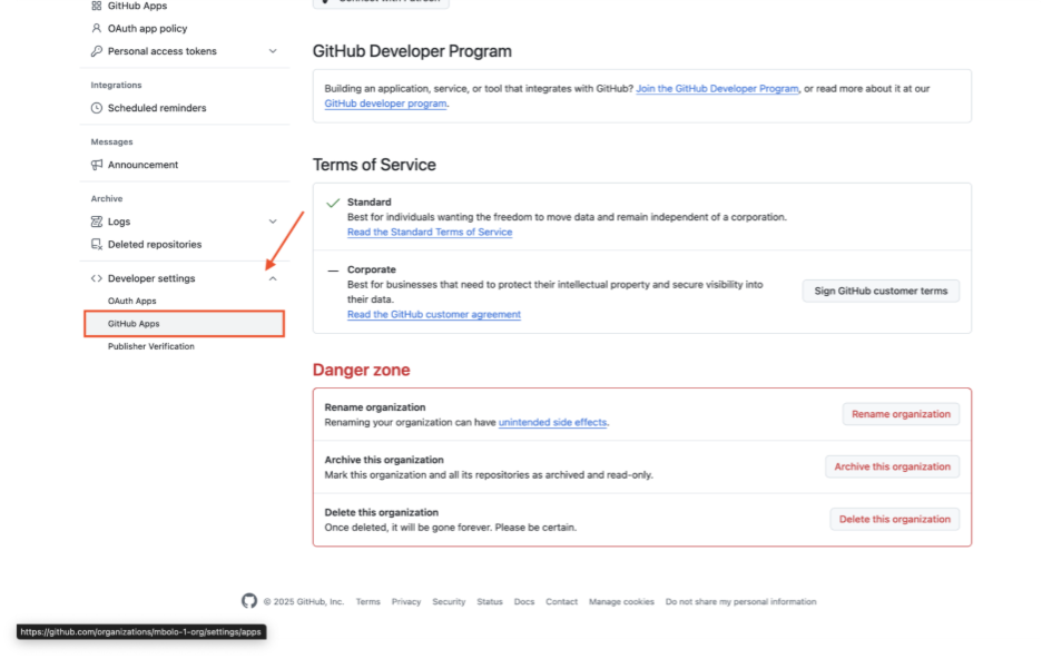 Screenshot of GitHub with GitHub Apps highlighted.
