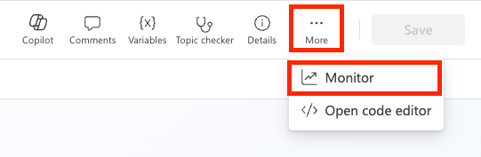Screenshot showing the More menu for a topic, with the Analytics option highlighted.