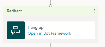 Screenshot of adding a Hang up action to a node in Copilot Studio.