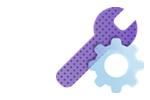 Illustration of a plan, a cog, and a wrench.