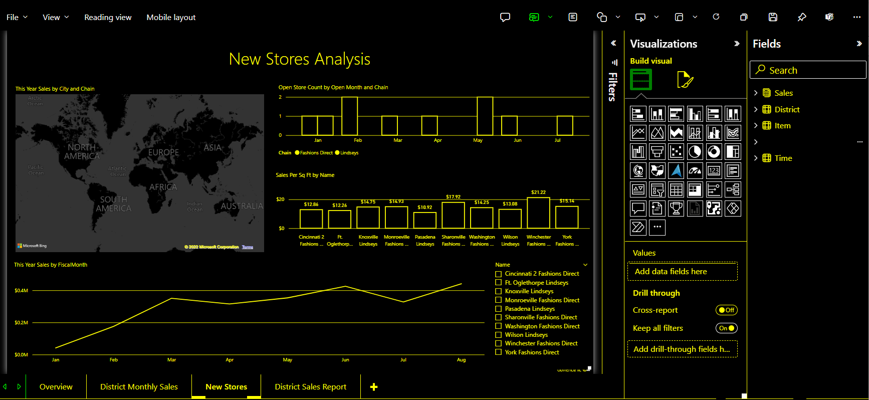 Screenshot showing a report in high contrast Windows settings.