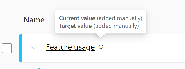 Screenshot of hover text indicating a manual goal.