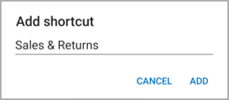 Screenshot of the Add shortcut dialog that lets you name the new shortcut.