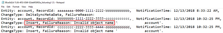 Sample error log.