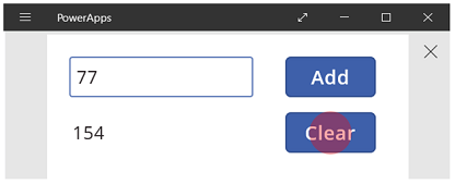 Screenshot of the adding machine showing a running total of 154 before the user selects Clear.