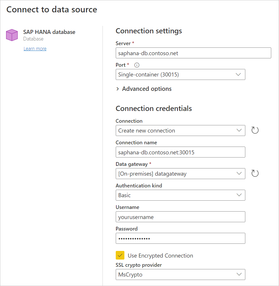 Screenshot of the SAP HANA database online sign-in.