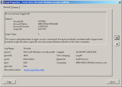 Figure 3 The header and body of an audited event