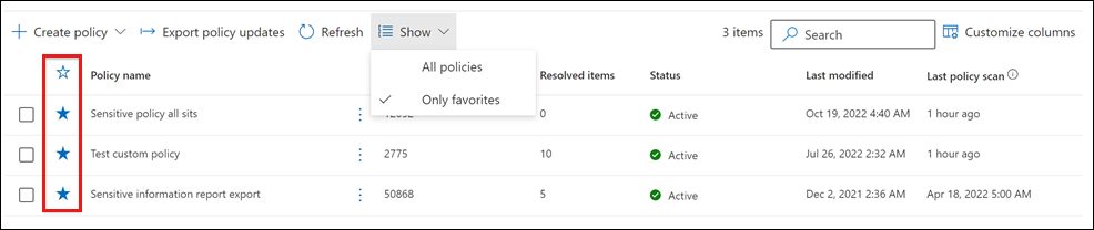 Communication Compliance sort policies by group.