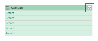 In the AuditData column, select the expand icon.
