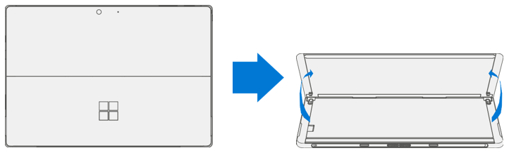 Screenshot that shows a Surface device placed screen-down on an ESD-safe mat with the kickstand extended to approximately 90°.
