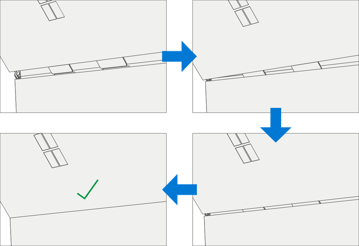Screenshot that shows inserting the new kickstand's foam tabs into the slots on the back of the IBC.