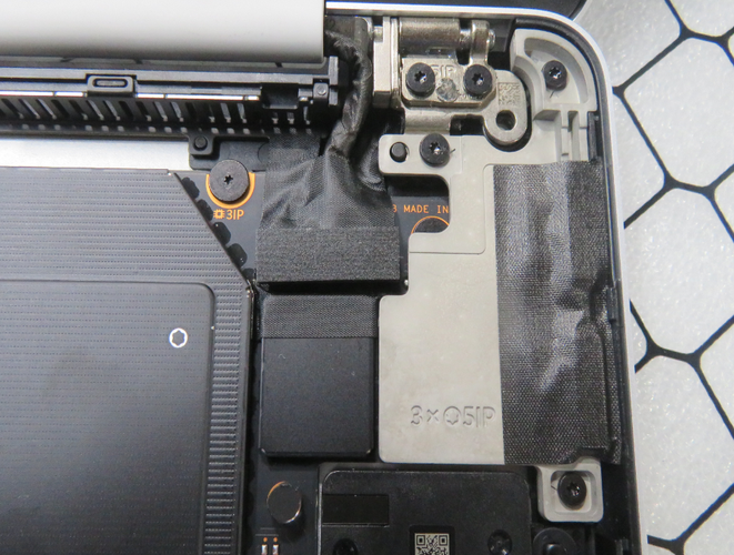 Screenshot that shows installing display connector foam aligned with the USB-C bracket.