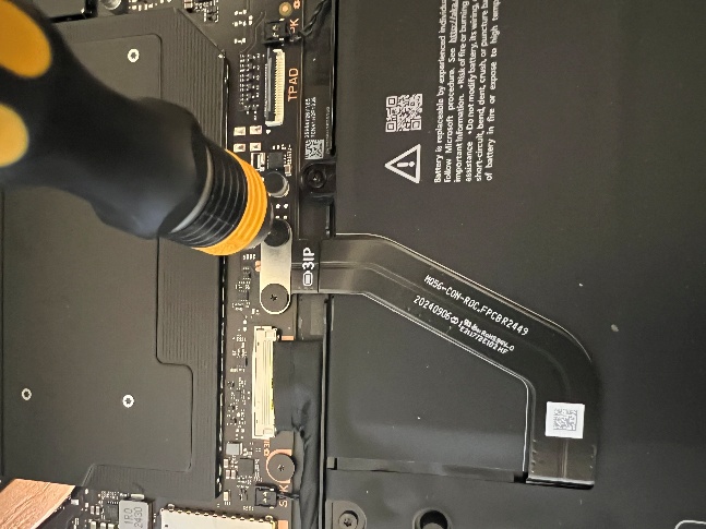 Screenshot of disconnecting battery connector from PCBA.