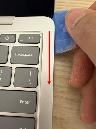 Photo that shows the correct stopping point on the right side of the C Cover Keyset before reaching the bottom right edge.