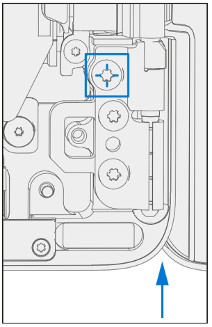 Diagram of 0.40-mm feeler gauge confirming rear corner hinge clearance on fabric model.