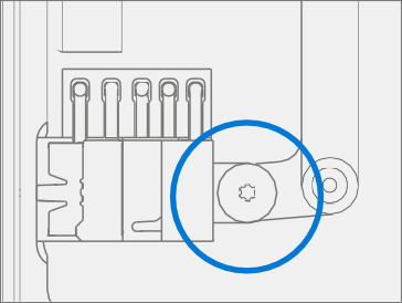 Screenshot that shows the audio jack installed and screw being tightened into position.