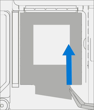 Screenshot that shows careful alignment of the desense sticker over the installed rSSD.