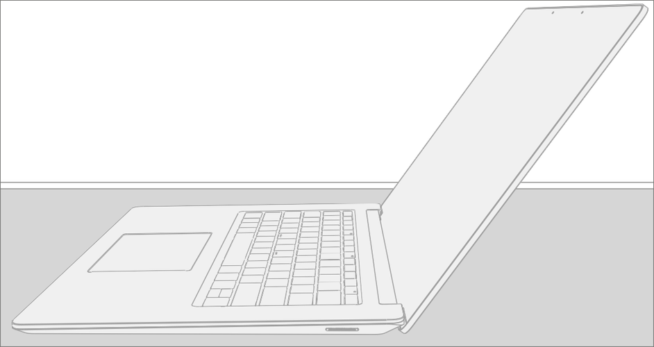 Screenshot that shows the display opened to approximately 110 degrees for disassembly.