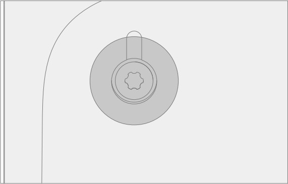 Screenshot that shows new back foot positioned over screw hole ready to press down.