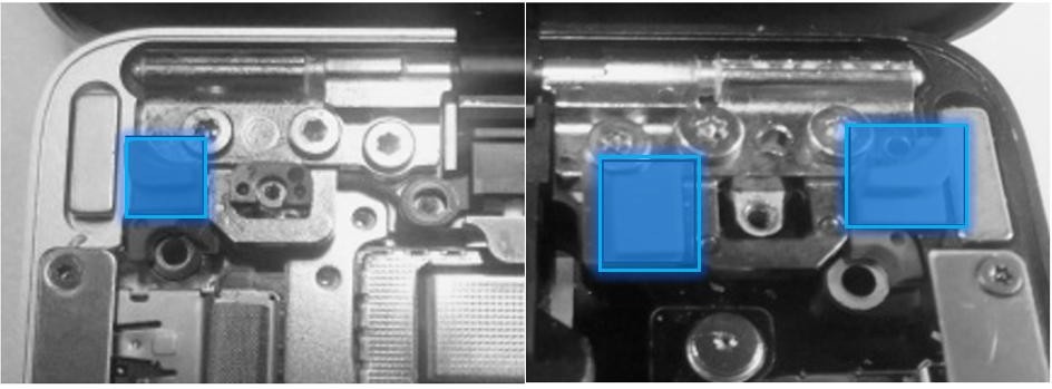 Screenshot that shows placement of hinge rubber pieces on 15-inch model.