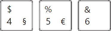 Number keys 4, 5, 6 - Portuguese layout